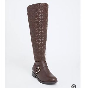 TORRID BROWN QUILTED OVER-THE-KNEE BOOTS